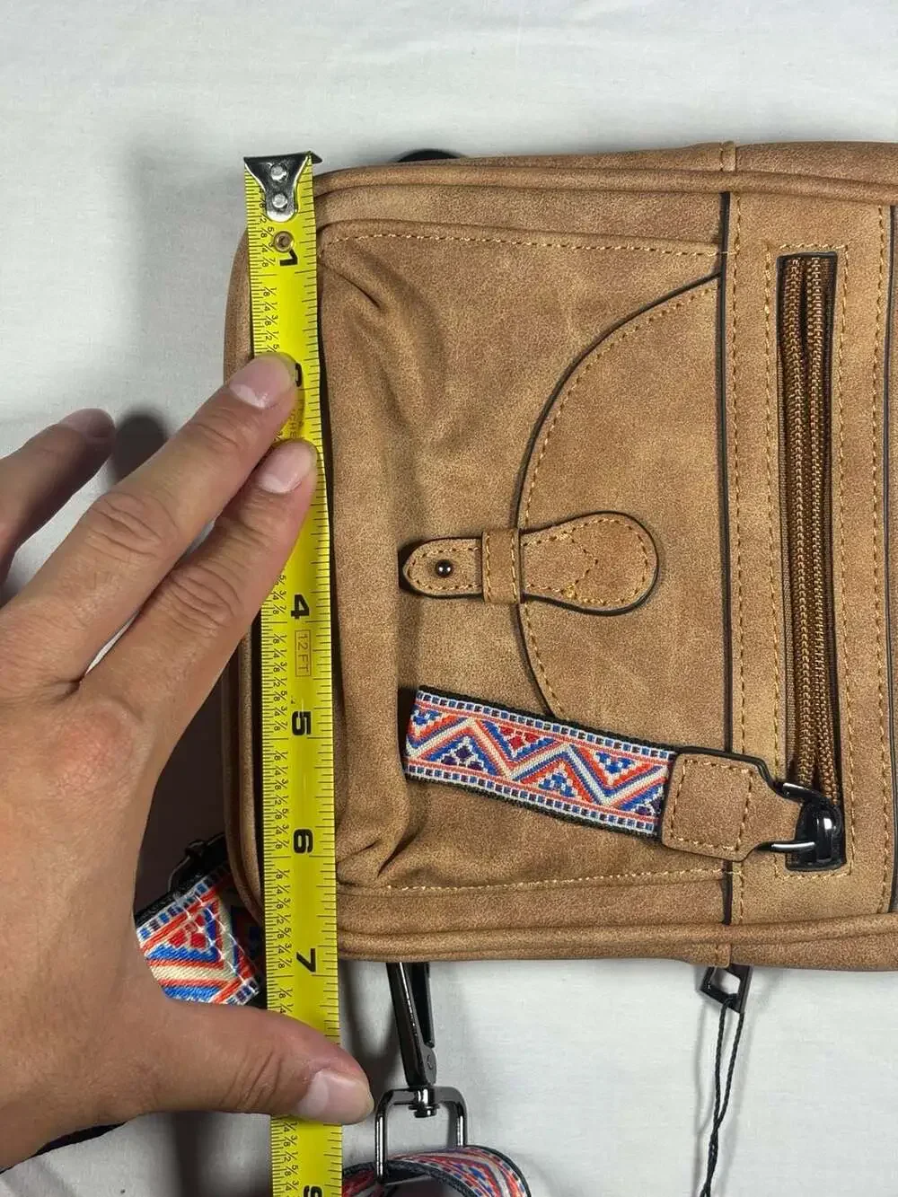 Fadeon Women's Small Sling Crossbody Bag Aztec strap soft suede